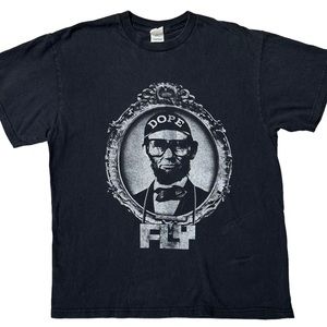 Abe Lincoln Dope Fly Funny Graphic {Delta} T-Shirt Black Unisex L